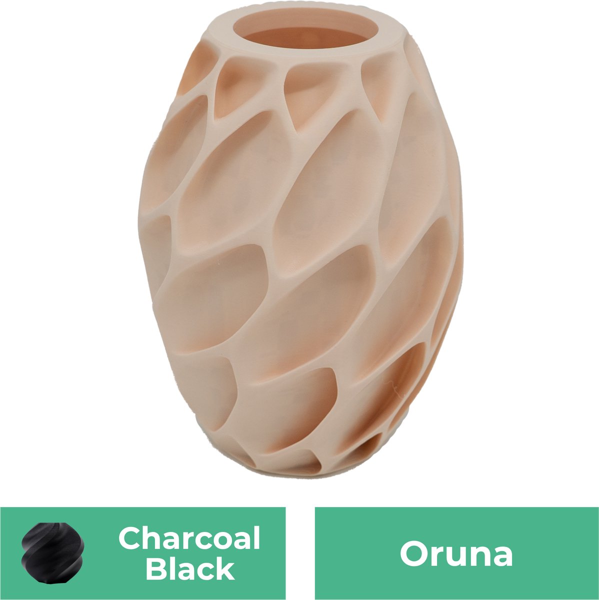 Lovora Oruna organische vaas – Decoratieve vaas - Zwart - 3d geprinte vaas – geschikt voor droogbloemen - 25CM