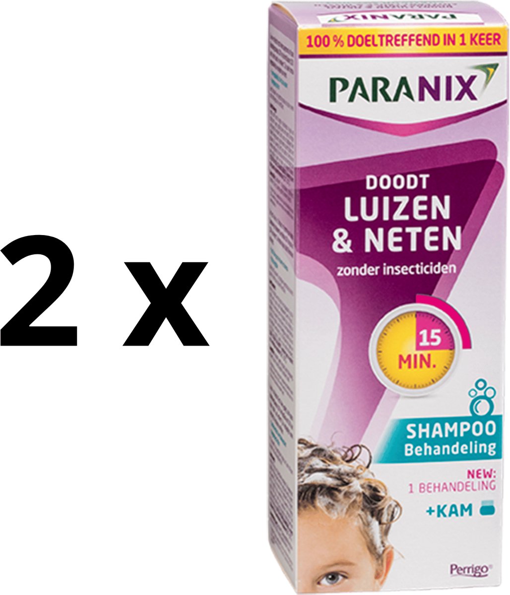 Paranix behandelingsshampoo 2 x 200 ml - met kam - luizenshampoo