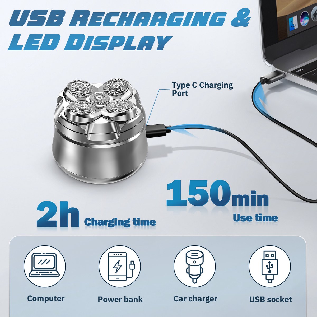 Luctry Scheerapparaat Mannen - Magnetische Scheerkop - IPX7 - afbeelding 2