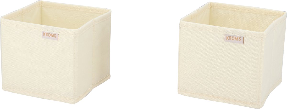 KROMS Lade organizer bakjes 14x14x13cm 2-delig - Beige - Kleding opbergbox– Kleding organizer opbergsysteem – Lade organizer kledingkast & IKEA PAX – Kleding organizer opvouwbaar