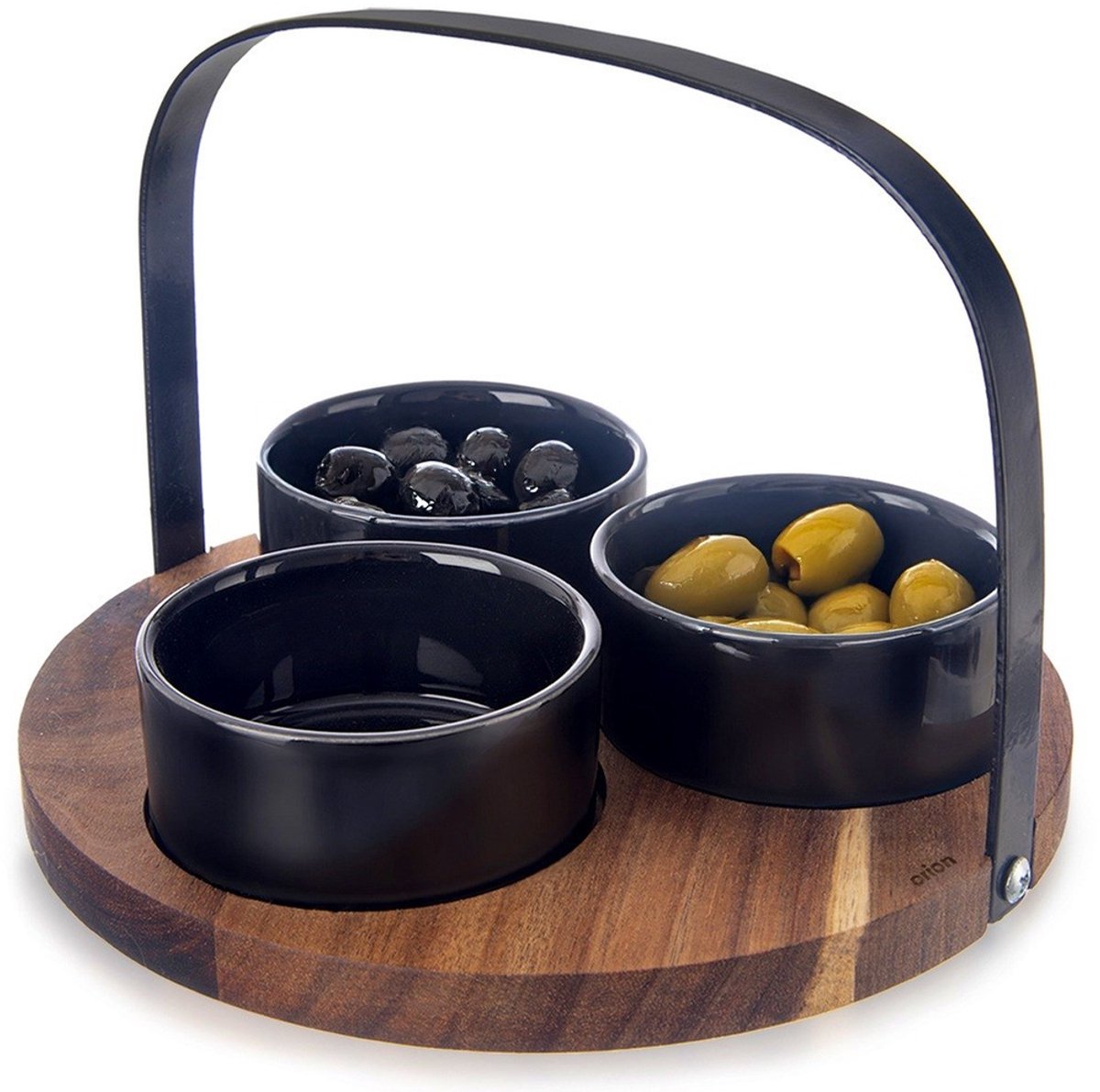 Orion Black Serie - Ceramische Amuseschaaltjes - 130ml - Acaciahouten Tafelblad