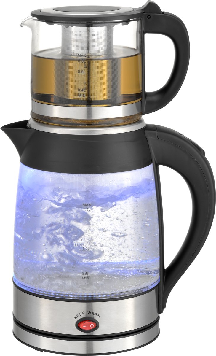 Zilan - 2 in 1 Theemaker en waterkoker - Turkse theepot met warmhoudfunctie - Caydanlik