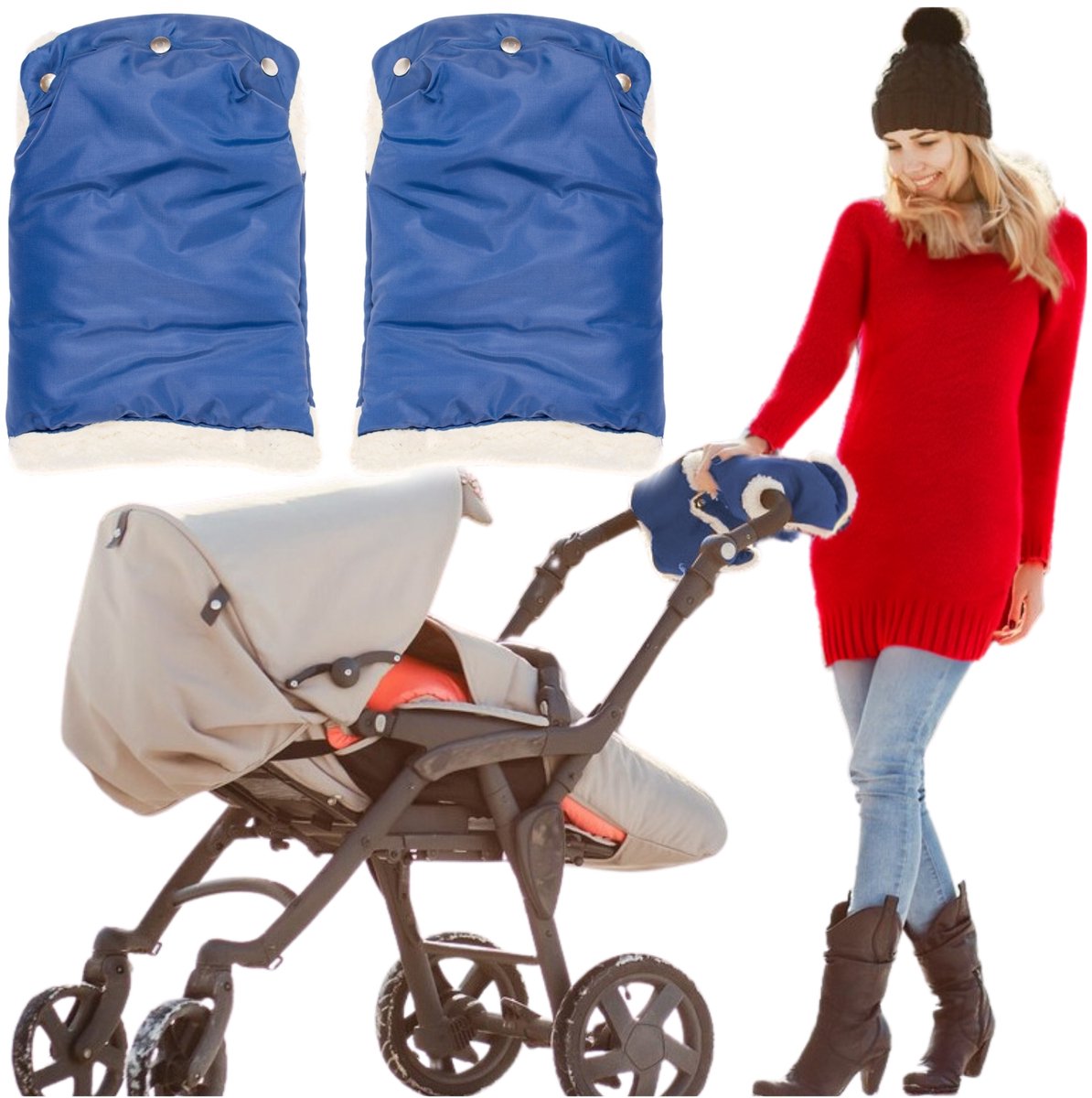Starky - Mufka voor Kinderwagen - Granat - Sherpa Voering - Waterdicht en Winddicht