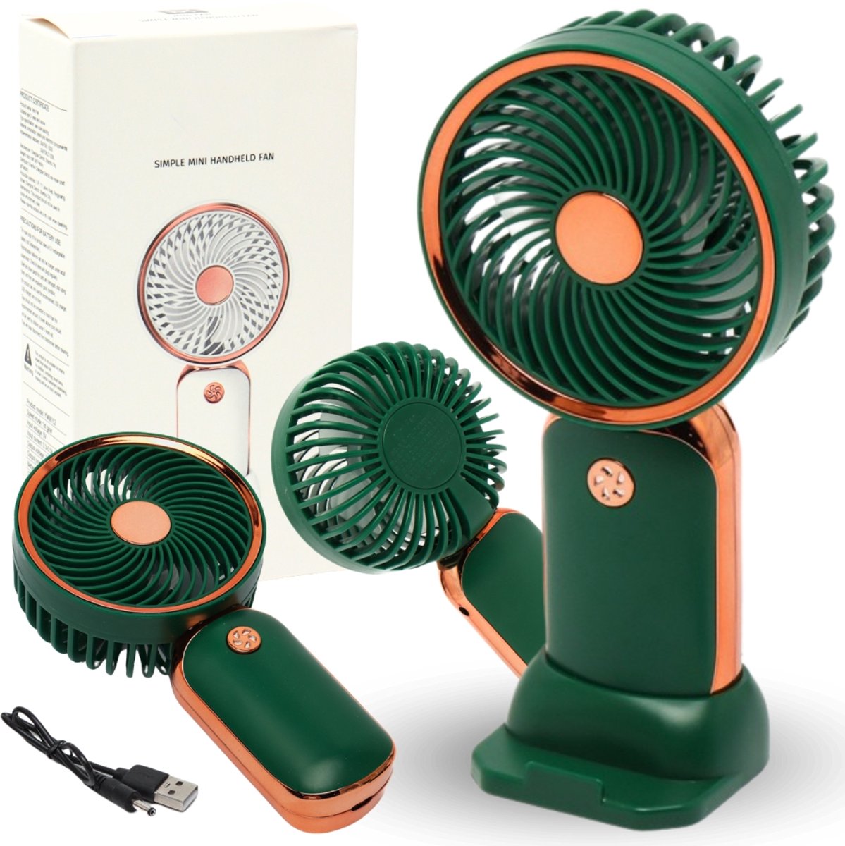 Sandos - Mini Ventilator - Roze Goud - USB - Telefoonstandaard