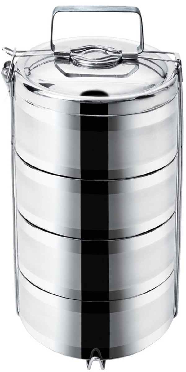 RVS Lunchbox Thermos 4 Lagen 4x1.1L - Houdt Warmte Vast