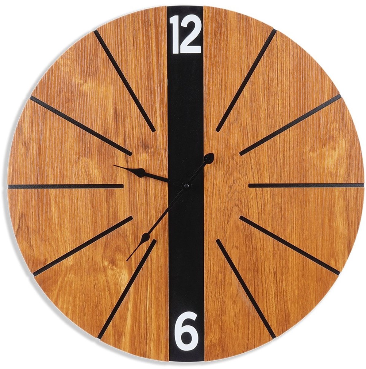 Vilde - Wandklok - MDF - 60 cm - Donkerbruin - Metaalwijzers