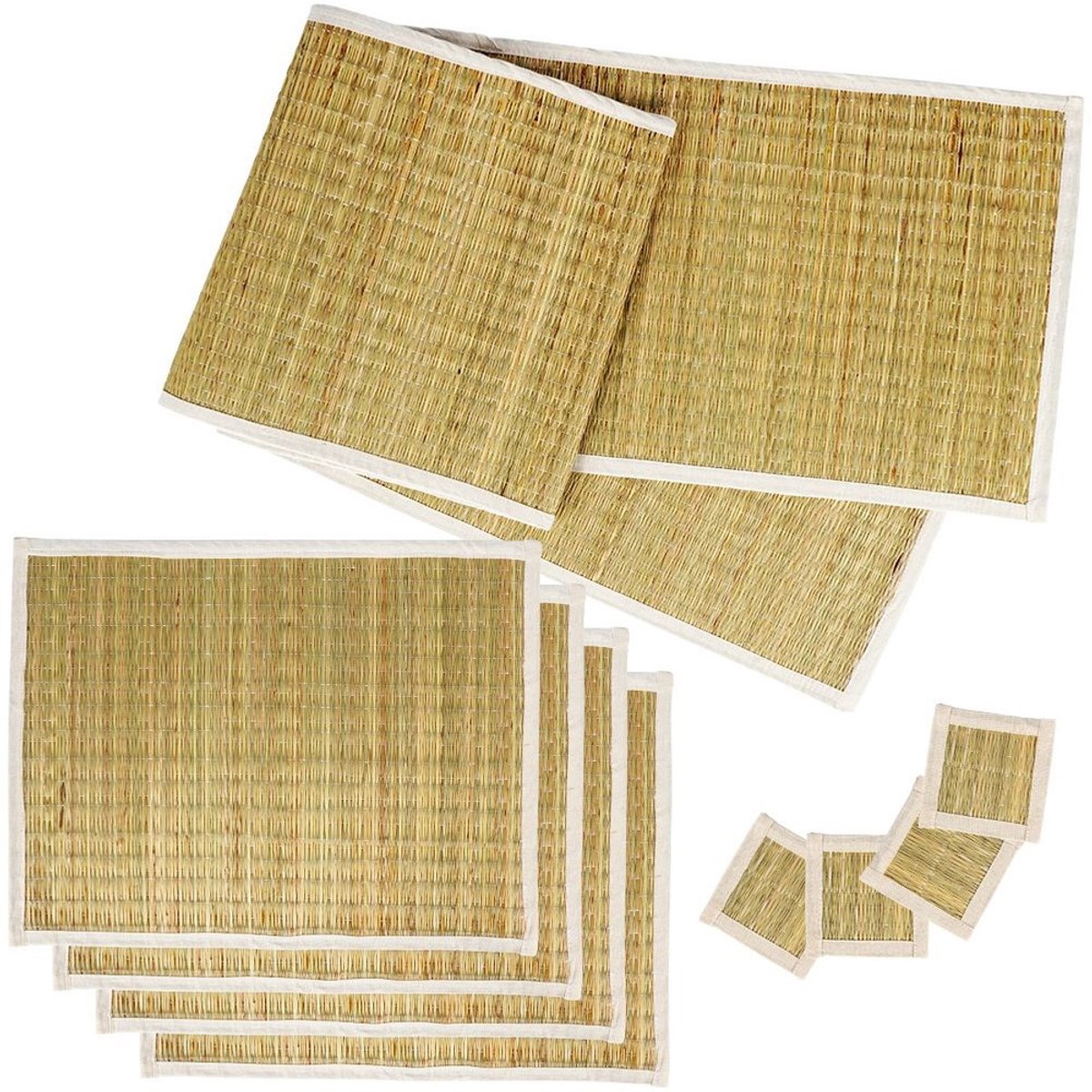 VILDE - Tafelset Natuurlijk Gras - Beschermend - Boho Stijl - 9-delig
