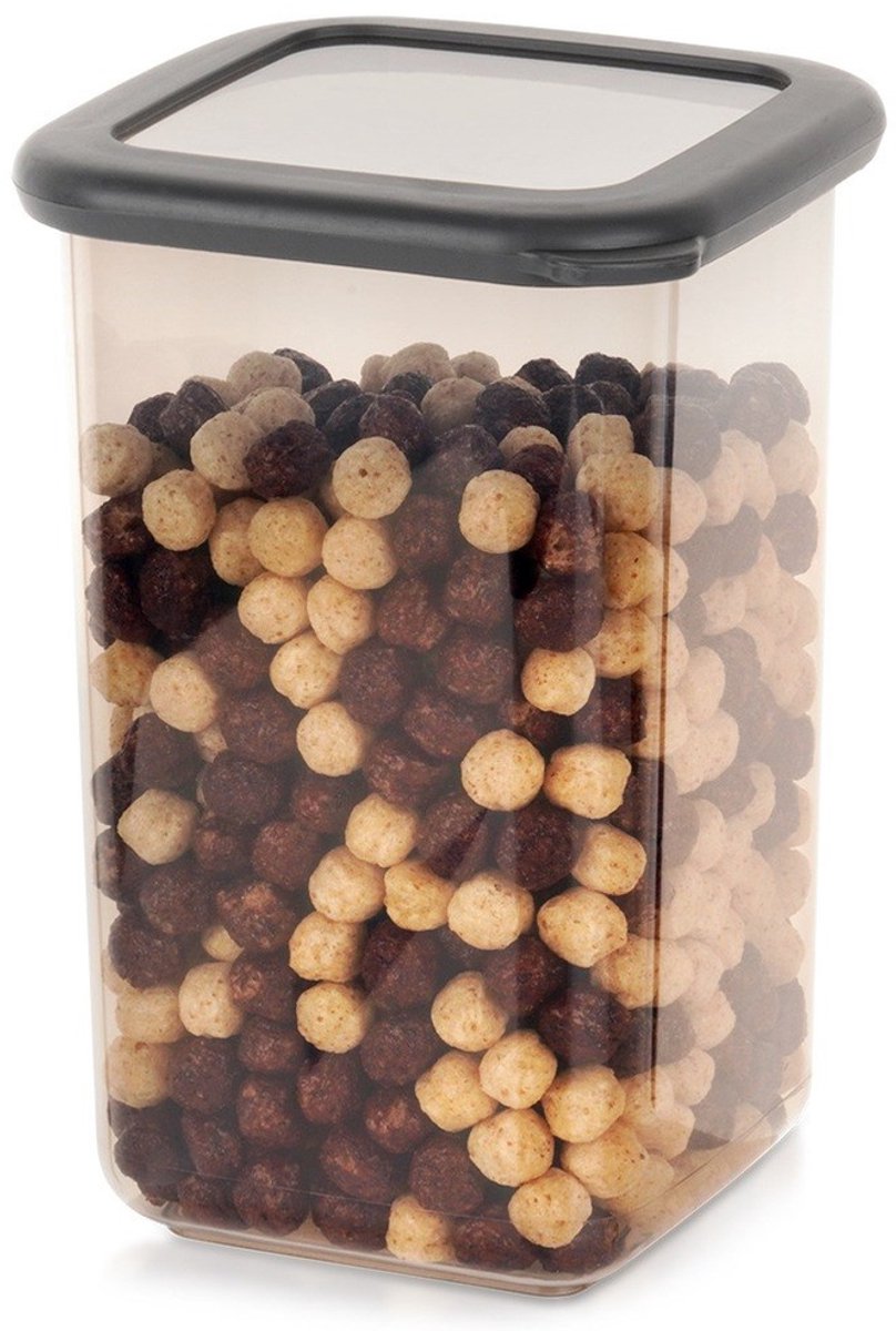 Excellent Houseware - Luchtdichte Container - 1,2 l - Stapelbaar - Grijs