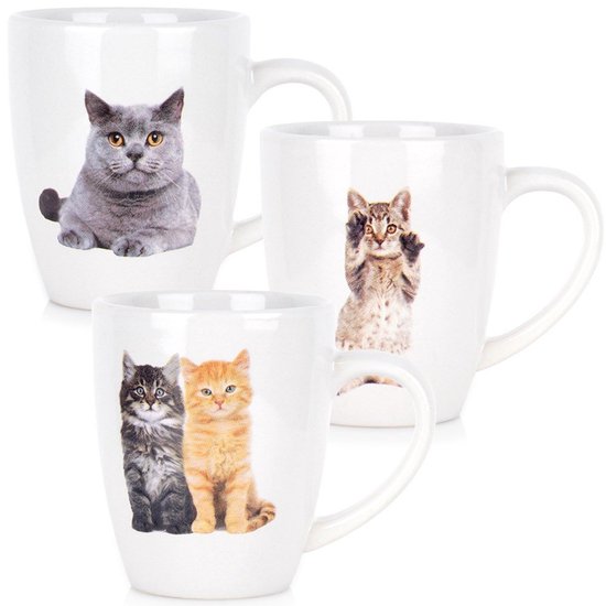 Excellent articles ménagers - Mug avec image de chat - 3 pièces