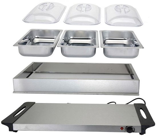 Excellent Electrics - Elektrische 2 in 1 RVS Buffetwarmer (300W) -3x2.5 liter — afbeelding 2