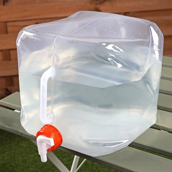 Watercontainer - Waterdispenser - Watertap - Watervat - camping accessoires - Opvouwbaar - Transparant - 10 liter van Apollo — afbeelding 2