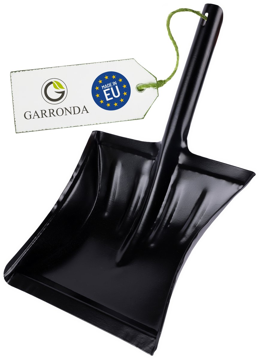 Garronda Metalen Vuilnisbakschep – Vuilnisbakschep - Handschep met Handvat – Zwart - GD-0167