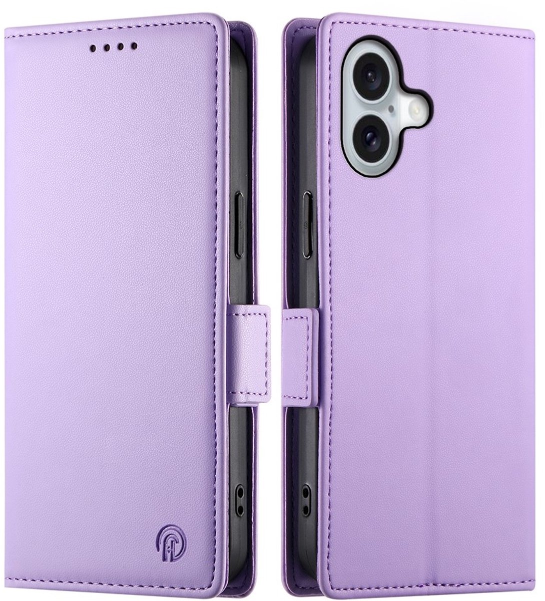 Lunso Geschikt voor iPhone 17 hoesje - PU leren Bookcase met ruimte voor pasjes - Lila