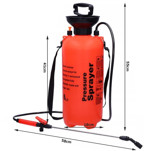 Drukspuit Tuin 8L Handspuit met Lange Lans en Draagriem - Handdrukspuit - rugsproeier - Ideaal voor Tuin en Balkon - 56586 — afbeelding 3