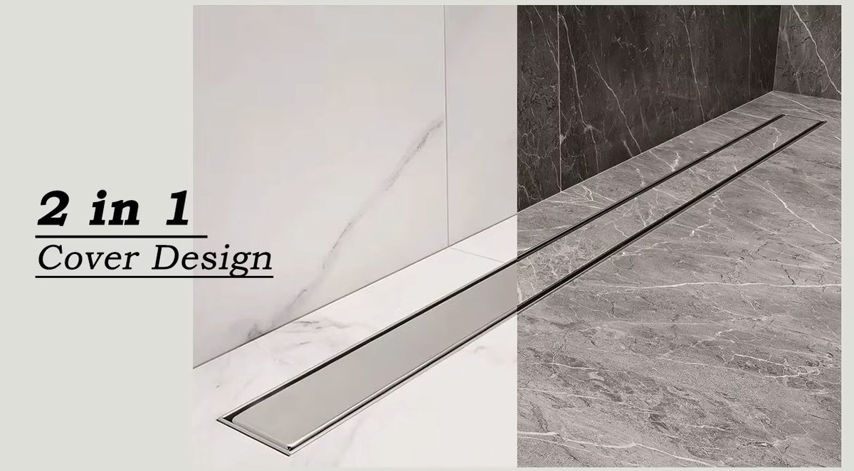 Luxe RVS Douchegoot met flens - douche Afvoer- RVS - Tegelinzetbaar -80cm