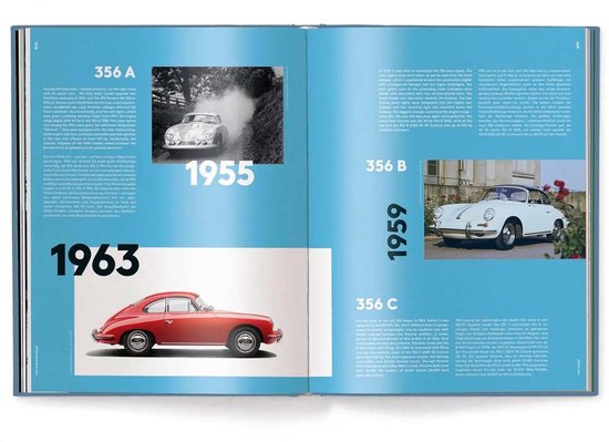 Witte Porsche 356 A uit 1955 in de bergen en rode 356 C uit 1963.