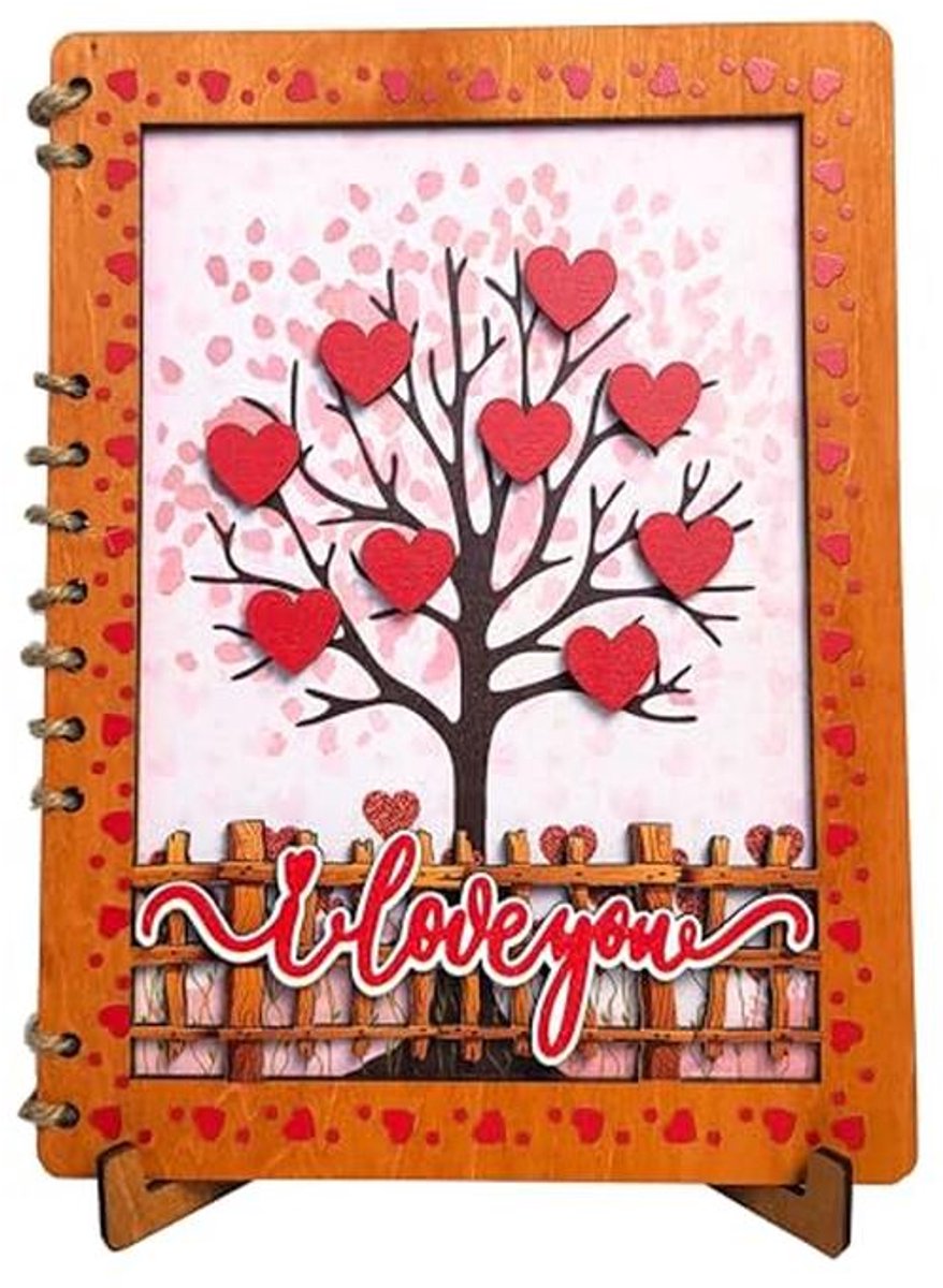 Houten Valentijnskaart - Unieke Wenskaart voor Hem en Haar