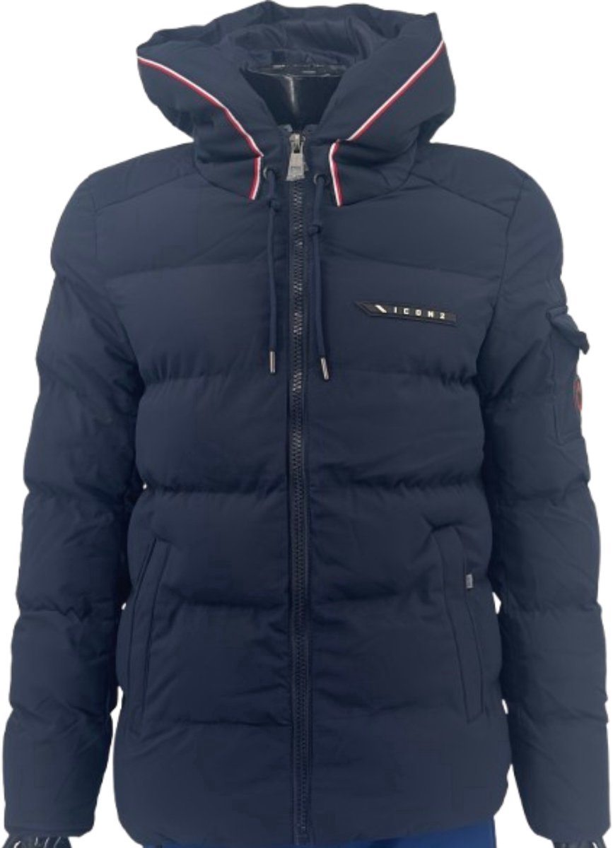ICON2® Winterjas Heren - Puffer Jas Heren - Met Ritszakken en Binnenzak - Winddicht en Waterafstotend - Marine Blauw - Maat M