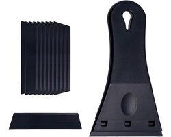 Glasschraper kunststof schraper voor ramen - Plastic glasschraper met reservemesjes voor schoonmaken - Geschikt voor ramen en glasbewassing - Blauw 10 messen - Voor streeploos resultaat
