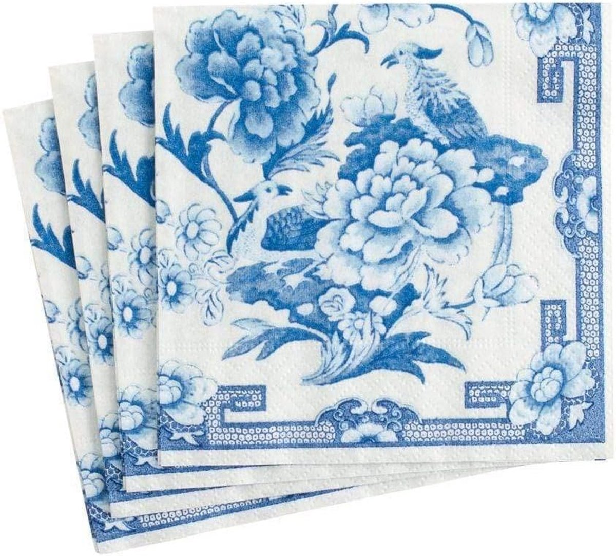 Papieren cocktailservetten blauw/wit - 20 stuks