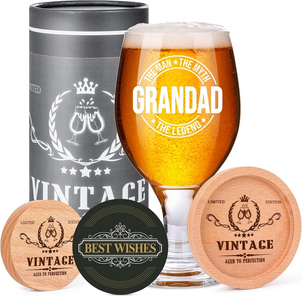 Gepersonaliseerd Bierglas voor Verjaardag en Vaderdag - Ideaal Cadeau voor Opa en Mannen