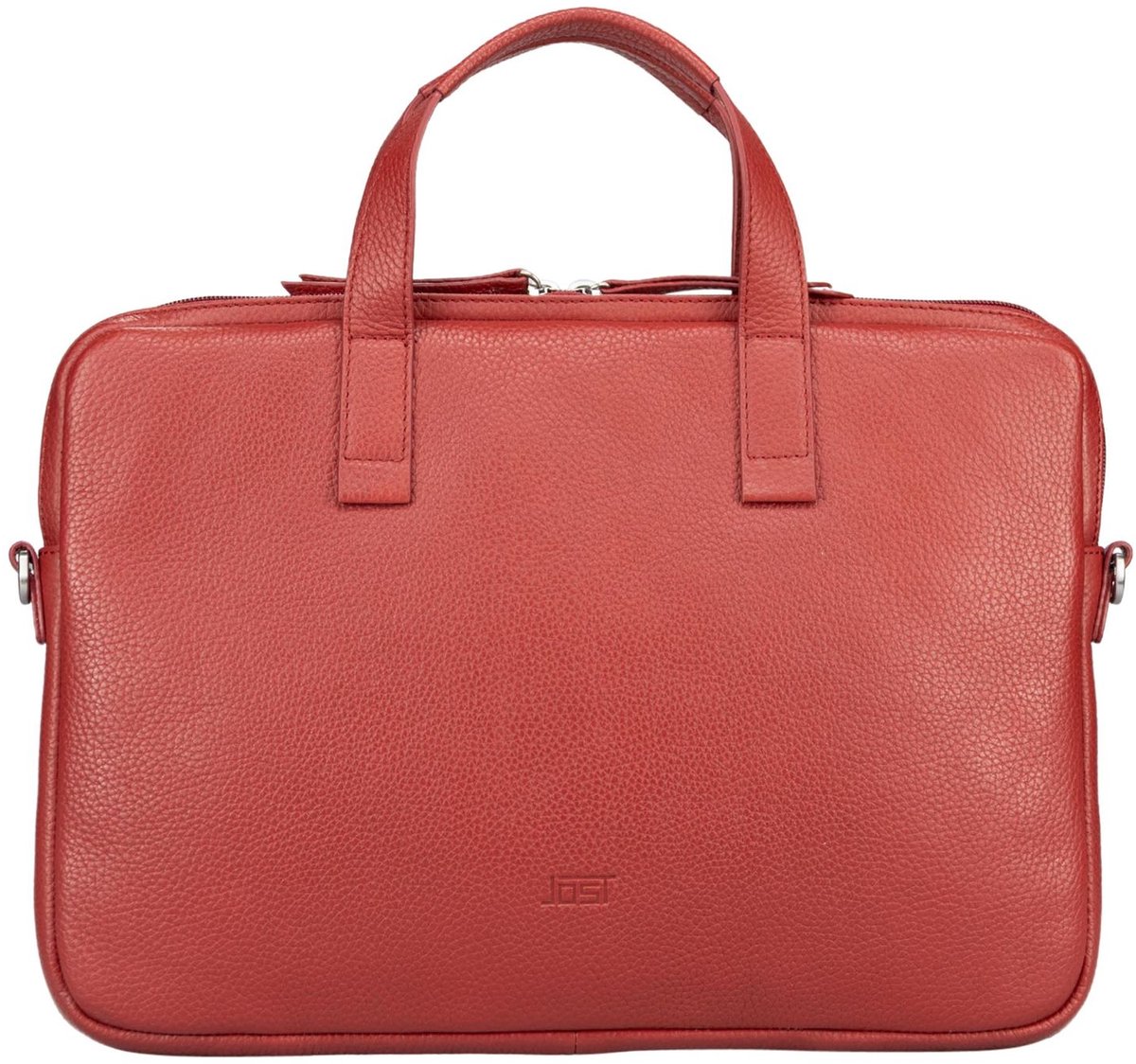 JOST Leren laptoptas schoudertas met laptopvak Vika Laptop Case 15.6" Red rood