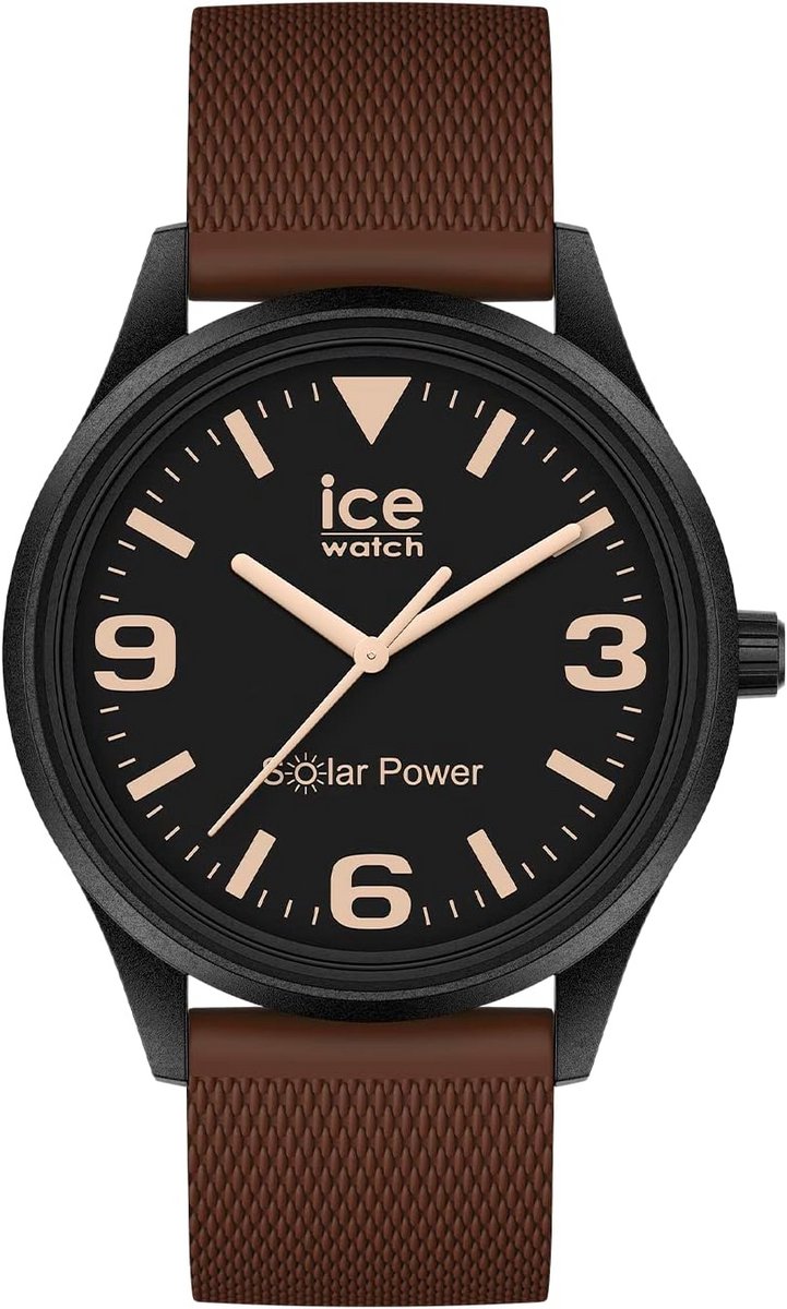 Zonne-energie Casual Bruin Herenhorloge met Siliconen Band