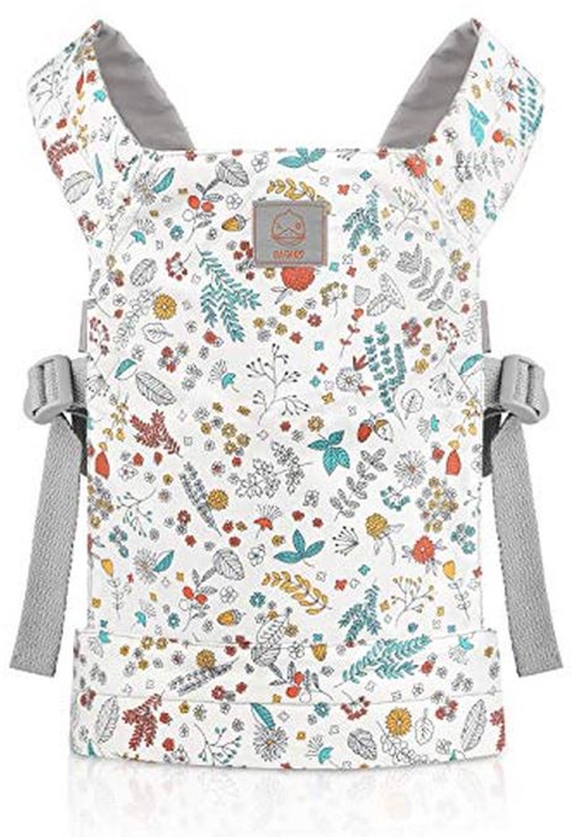 Poppendrager baby - Speelgoed drager - Poppen verzorgen - Verstelbare borstband - 14 x 25 x 325 cm - Groene bloemen