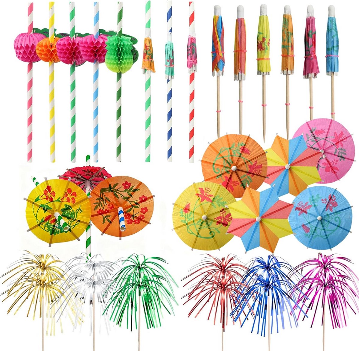 Cocktailparasols en Accessoires - 160 Stuks voor Feestdecoratie