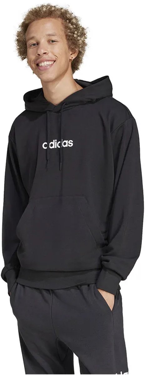 Adidas Essentials Linear French Terry Hoodie L Man Zwart
