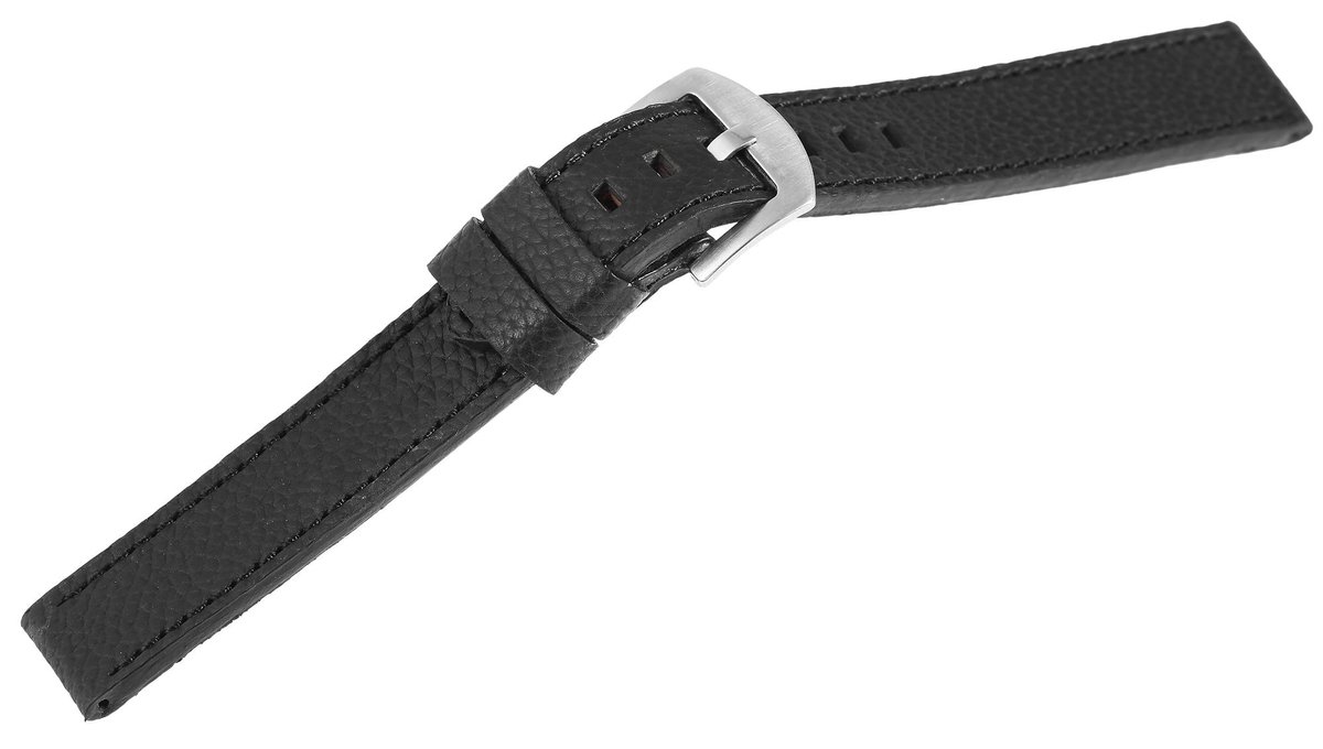 Steinmeister Steinmeister heren vervangende armband 8000432 Horlogeband van echt leer, plat, zwart, 18 mm