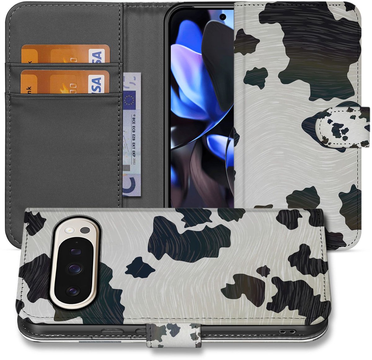 Book Case Hoesje voor Google Pixel 10 Pro XL met Speels Koeienvlekken Design