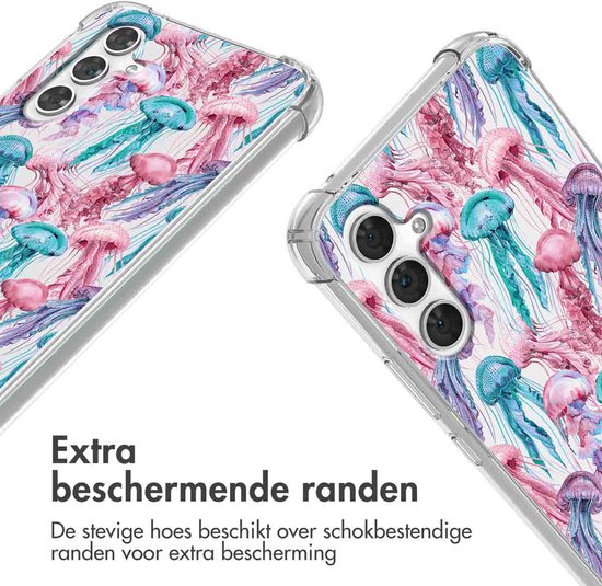 Coque iMoshion adaptée pour Samsung Galaxy A54 (5G) avec cordon - Coque Design iMoshion avec cordon - Multicolore / Aquarelle méduse