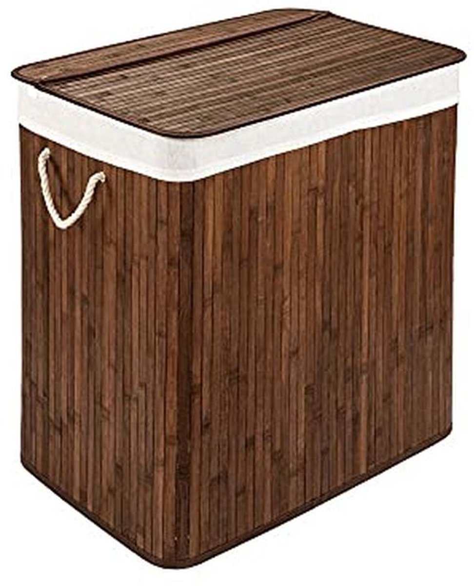 ECO Bamboe Wasmand met Deksel en Uitneembare Waszak - Duurzame en Stijlvolle Badkameroplossing - 104 L