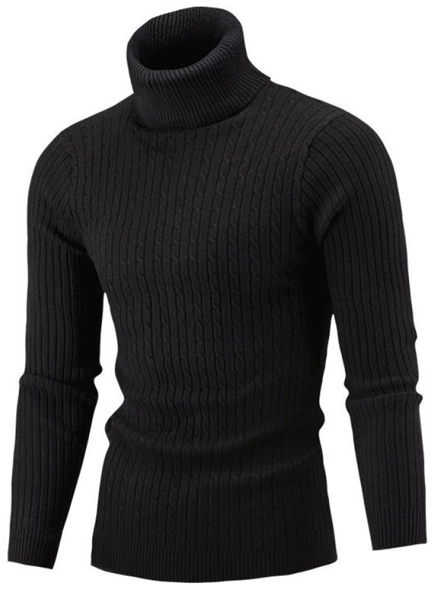 longziming -Dames Coltrui – – Comfortabele Warme Gebreide Trui – Stretch Basic voor Winter Zwart