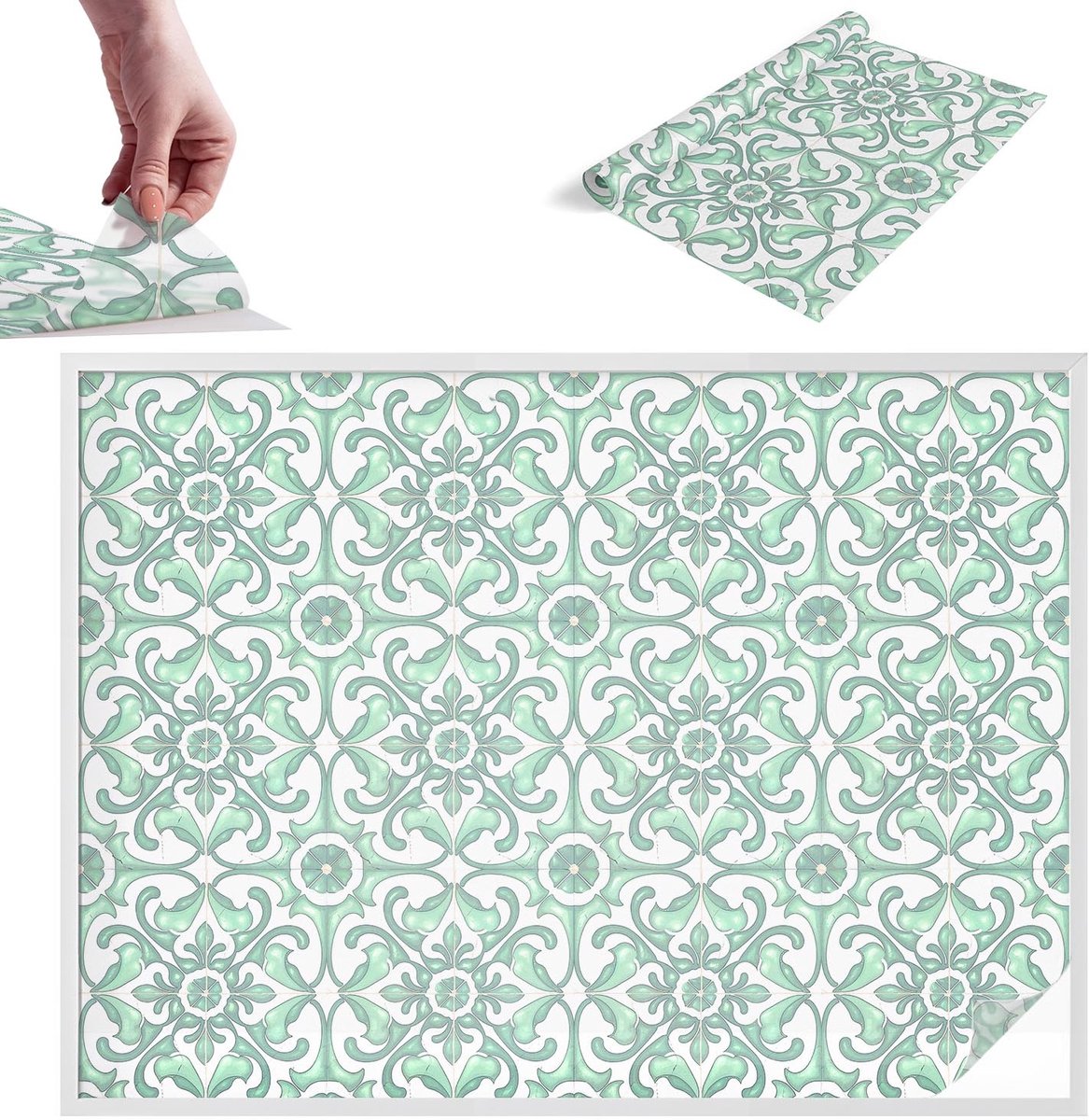 TULUP Raamfolie Anti inkijk - Groene symmetrie Melkglas Folie - 200x146 cm - Groente Anti inkijk Raamfolie Glas in Lood - Zonwerende Raamfolie - Voor de badkamer, keuken en hal. - Privacy Folie Raam Glas in Lood Groente - Groene symmetrie