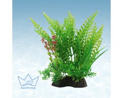 AquaKonings - Aquarium decoratie - Aquarium kunst planten - Nepplanten - Kunstplant -Plant groen/lila - 13x7x15