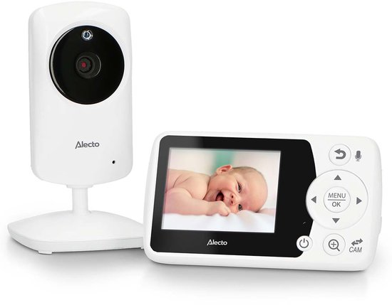 Alecto DVM64 - Babyfoon met camera en 2,4 inch kleurenscherm, terugspreekfunctie en temperatuurweergave - Wit