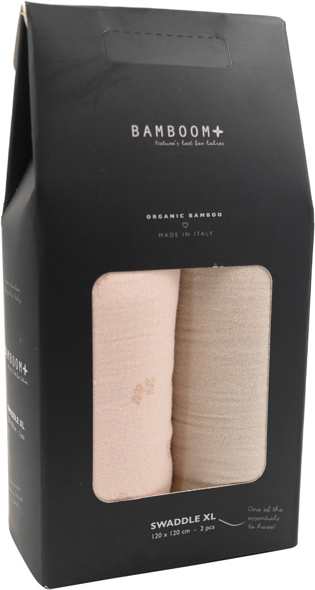 Bamboom Swaddle Muslin - XL - 120 x 120 - Set Of 2 - Branches / Almond
