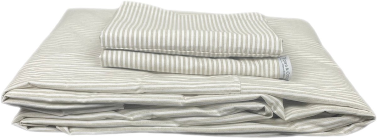 Town & Country Newport Dekbedovertrek - 200 x 220 cm - Stripe - Sand