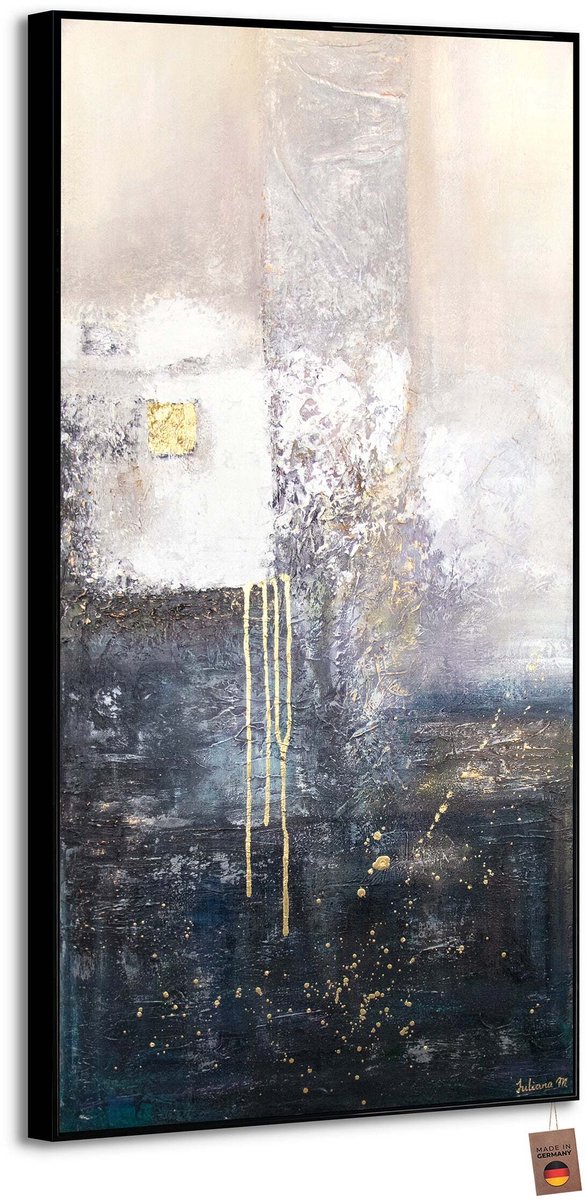 YS Canvas schilderij groot handgeschilderd fragment abstract modern – YS-Art Gallery – Luxe wanddecoratie voor woonkamer – Modern schilderij voor kantoor en hal Black