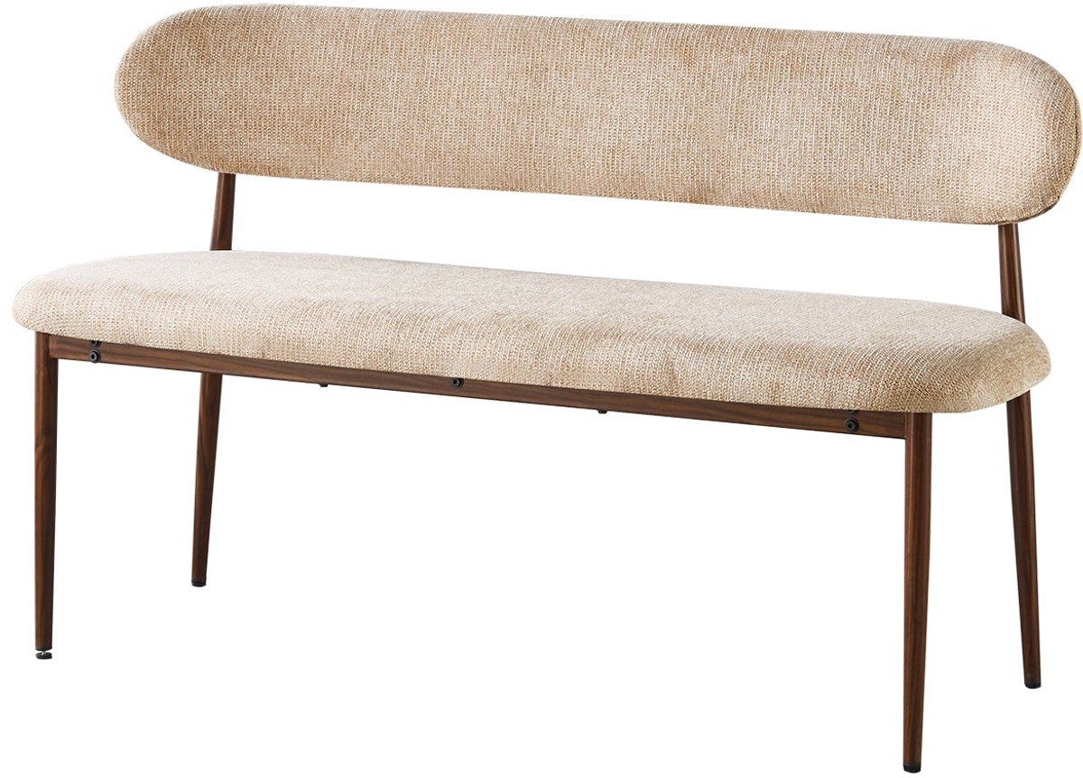 Eetkamerbank Japandi 140cm bruin Reika walnoot japanse stijl eetbank