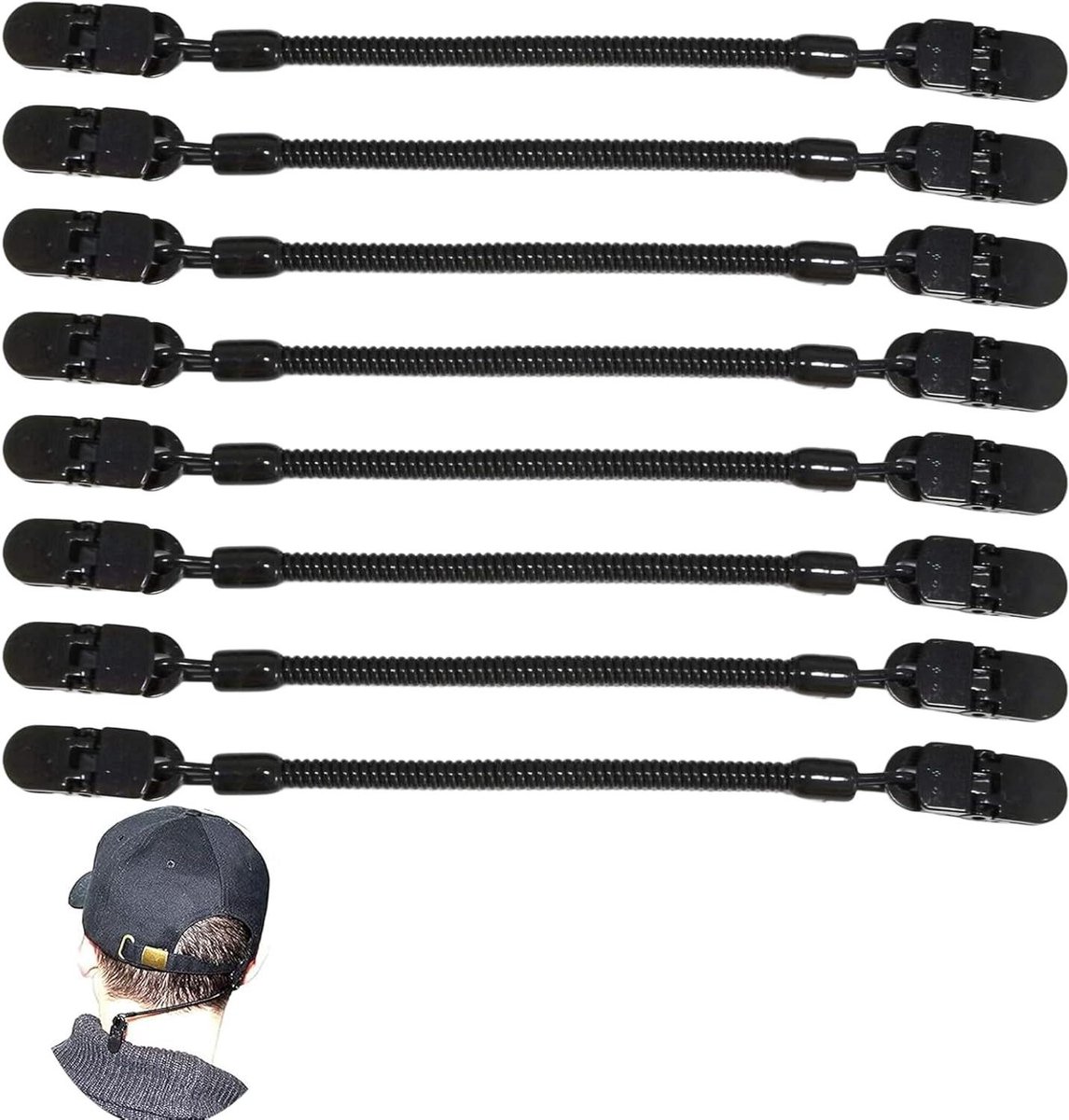 Winddichte Hoedclip 8 Stuks - Verstelbare Lente Clip - Hoedbeveiliging - Outdoor Activiteiten - Duurzaam en Lichtgewicht - 17.5 cm - Max 6