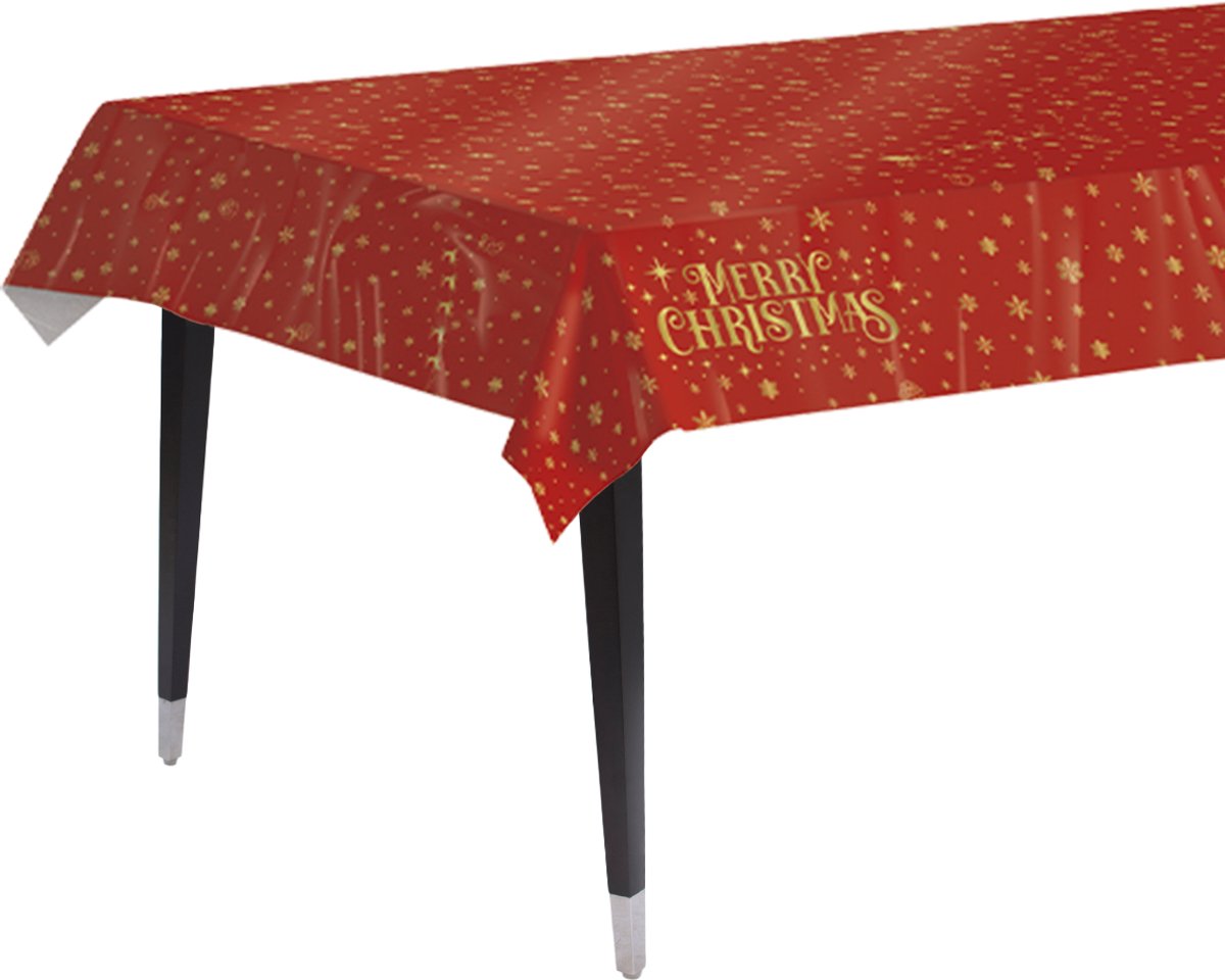 Q2P - Kerstversiering - Tafelkleed - Kerst Decoratie - Tafellaken - Plastic Tafelzeil - Rood - Tafelloper - 137*274 cm
