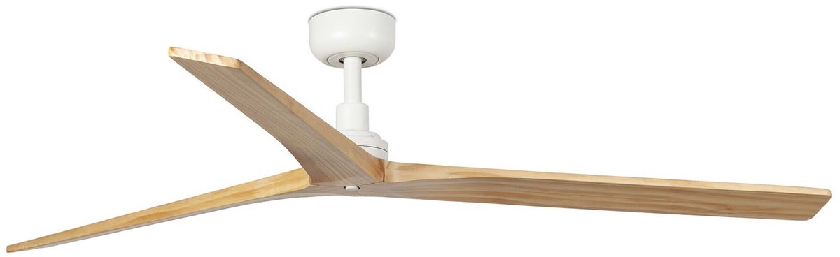 Faro Barcelona 34279 Klim L plafondventilator wit/eikenhout 150 cm - Afstandsbediening - Stille en zuinige DC-motor - 6 snelheden - zomer en winterstand