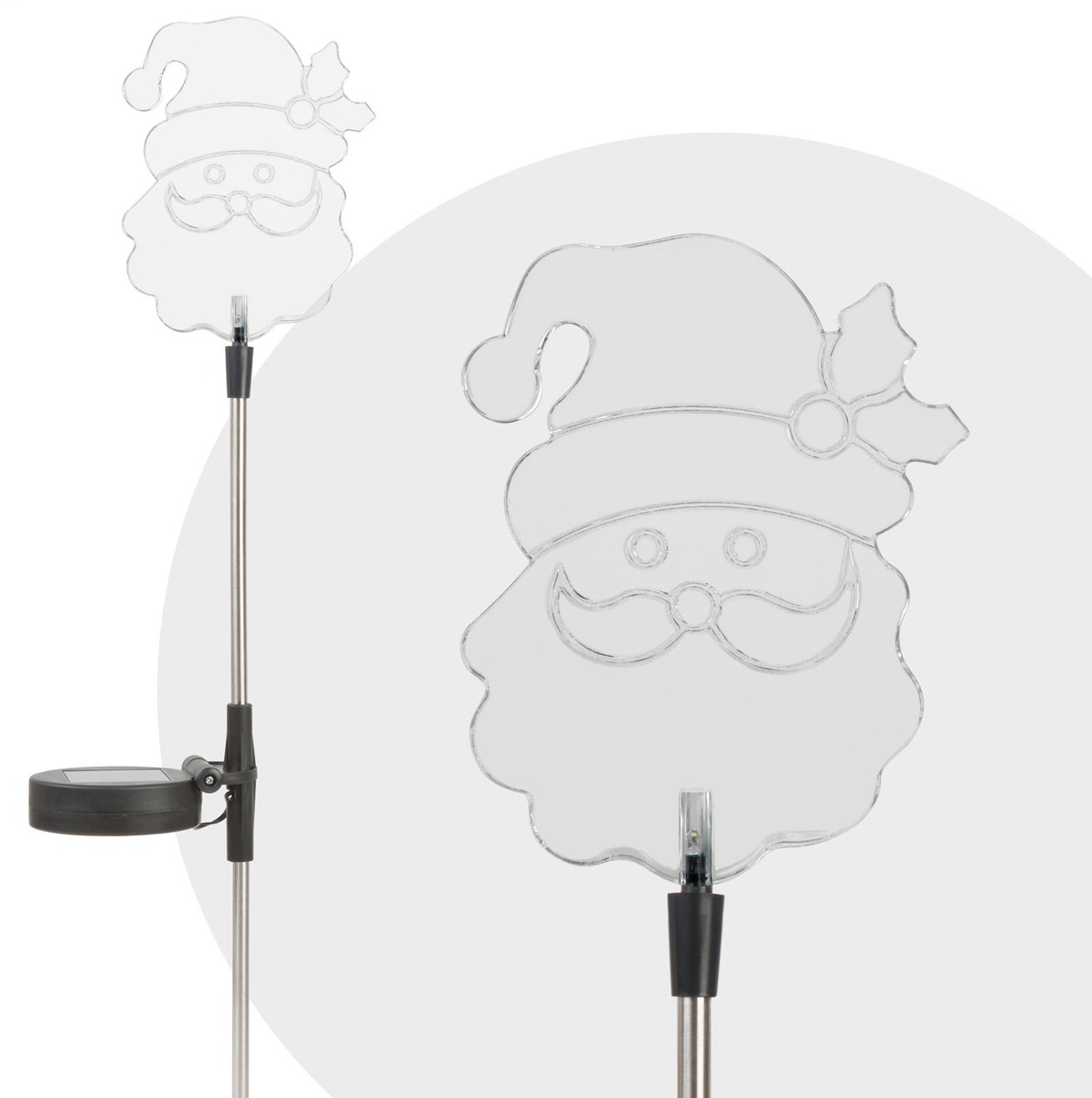 1x Solar Tuinlamp LED op Zonne-Energie – Kerst Santa Lamp – RGB LED – 84 cm Hoog – Met Grondpen – Automatisch Aan/Uit – Decoratieve Verlichting voor Tuin en Pad [11393D]