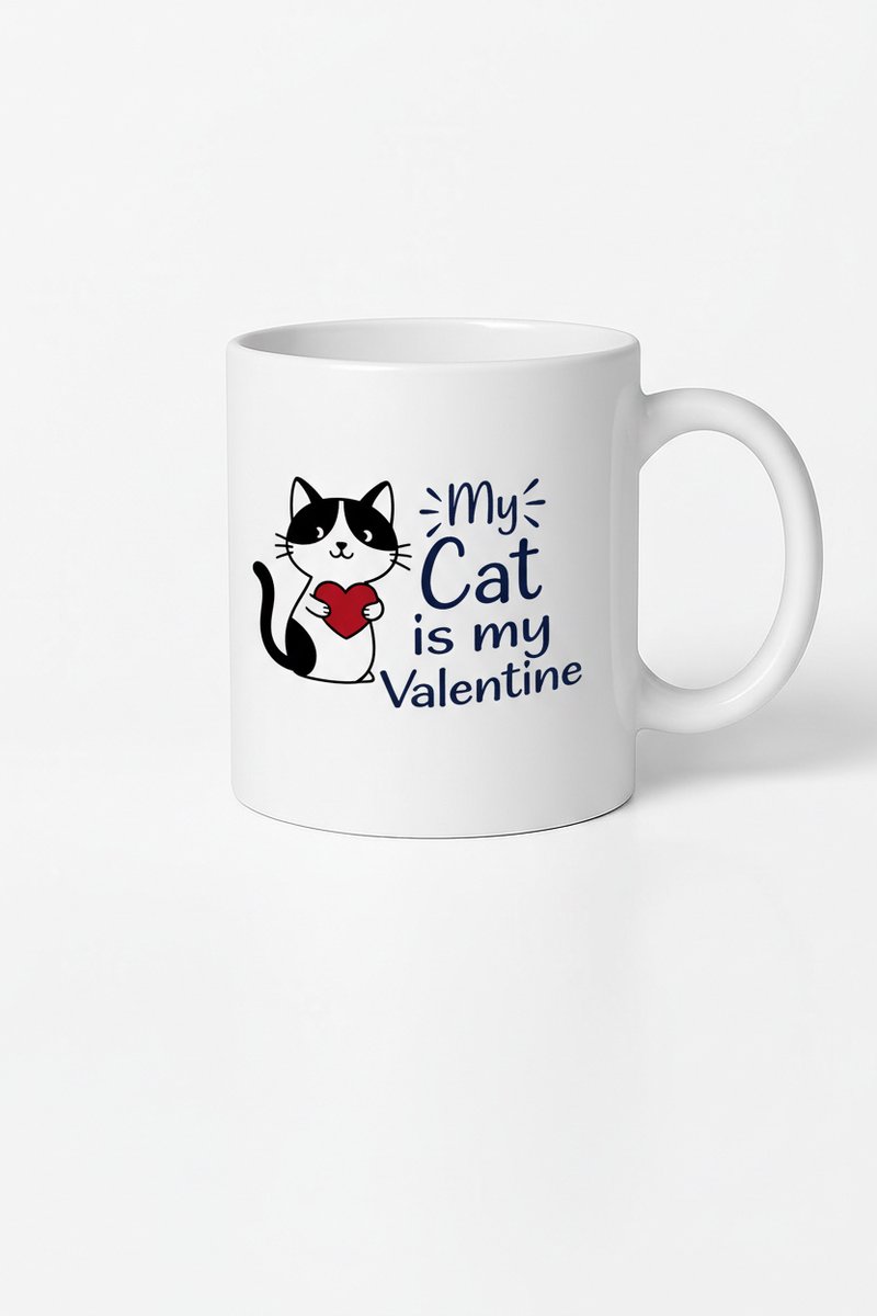 My Cat is my Valentine Mok - Valentijnscadeau Kattenliefhebber - Leuke Katten Mok
