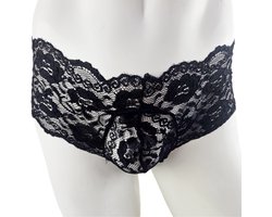 BamBella ® - Slip - maat Onesize S M L zwart Sexy erotische heren onderbroek mannen kant stof