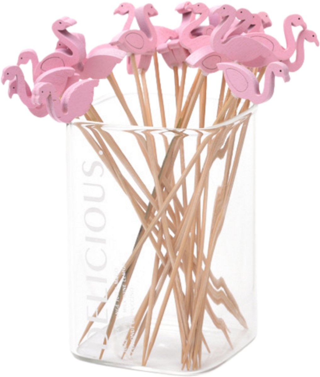 200 stuks - Fruitspiesjes van bamboe - wegwerp fruitvorkjes - 12 cm - roze