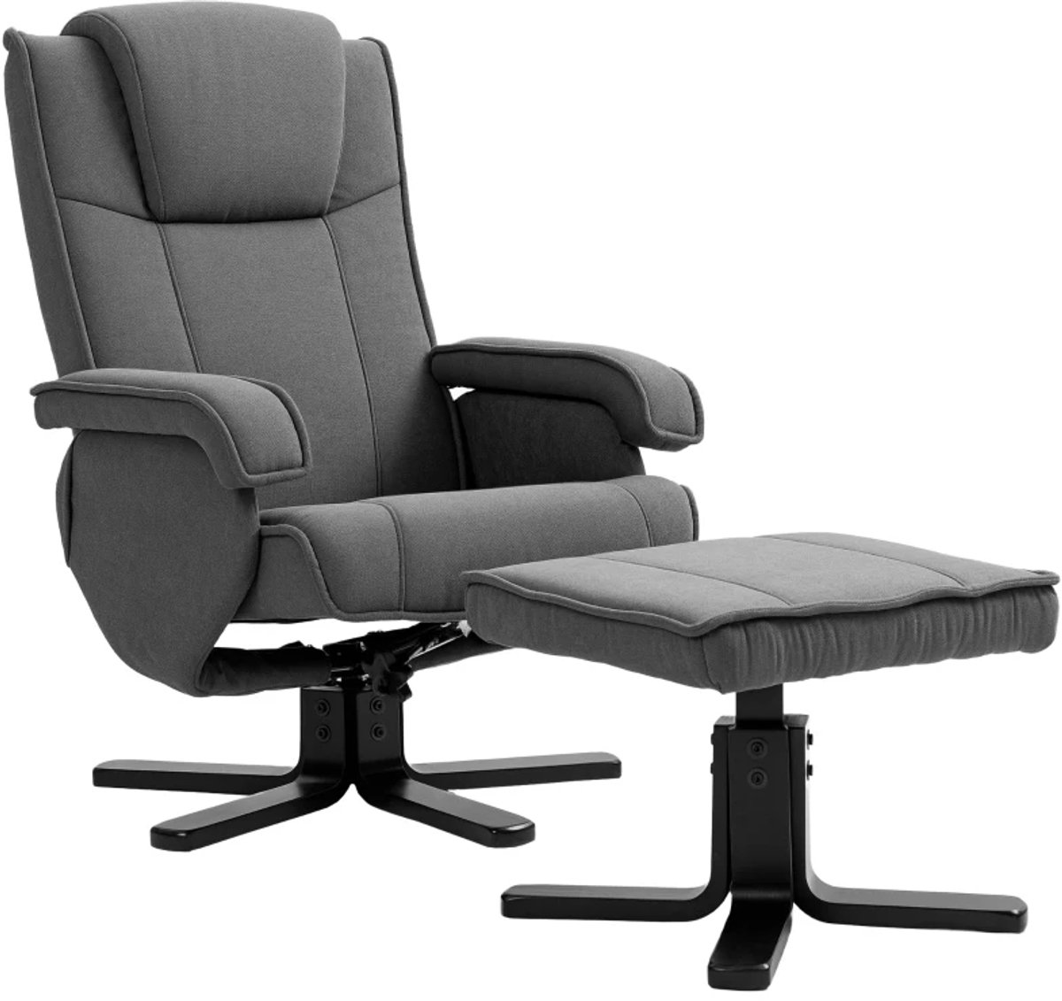 ZYLARO Relaxfauteuil met Voetenbank - 360° Draaibaar - Kantelbaar tot 135° - Verstelbare Rugleuning - tot 120 kg - Fluweelachtige Bekleding -Relaxstoel - TV Stoel - Loungestoel - Leesstoel - Grijs Donkergrijs